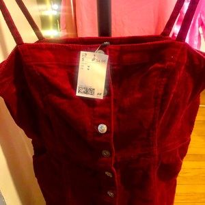 Burgundy corduroy button down dress